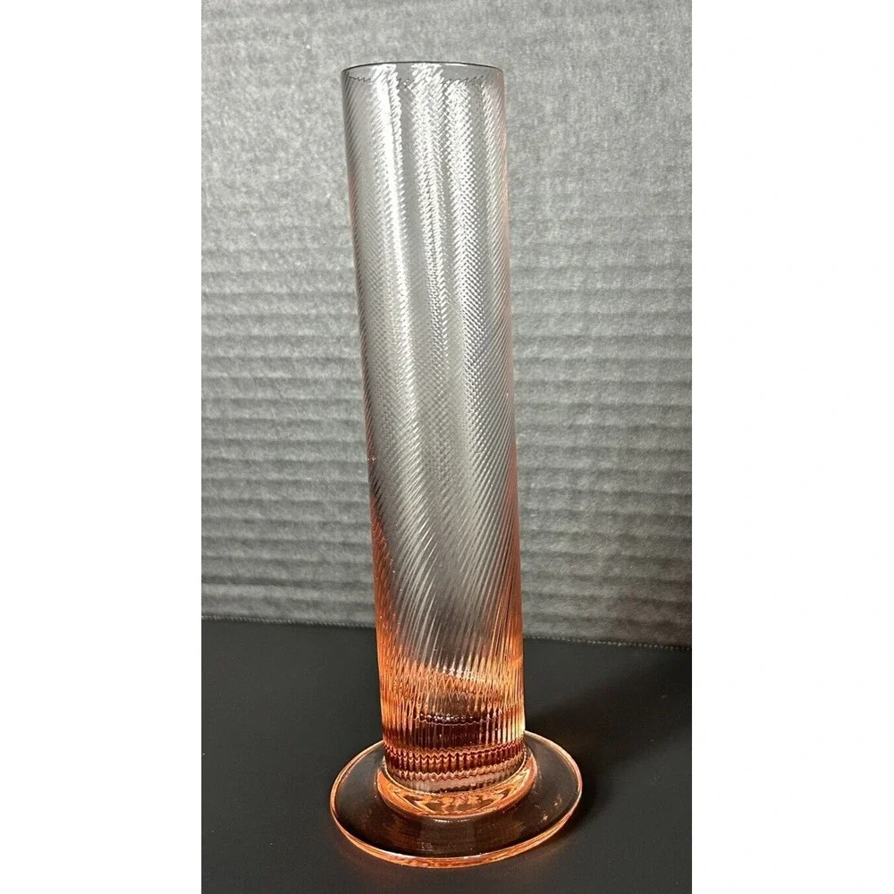 Rare Arte Murano ICET Bud Vase Pink Swirl Delicate Anniversary Christmas 7.5 in. - Picture 3 of 10